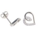 Silver Cubic Zirconia Heart Stud Earrings by Icesia
