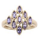 9ct Yellow Gold Tanzanite Cluster Ring