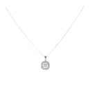 Silver Cubic Zirconia Square Cluster Pendant And Chain 18" By Icesia