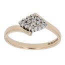 9ct Yellow Gold 0.10ct Diamond Cluster Ring