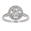 18ct White Gold Diamond Halo Solitaire Ring by Anya Belle