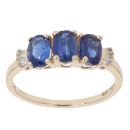 9ct Yellow Gold 0.05ct Diamond And Created Sapphire Ring