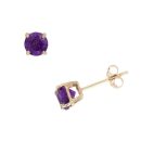 9ct Yellow Gold Amethyst Stud Earrings