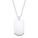 Sterling Silver Men's Dog Tag Pendant & 24'' Beaded Chain Necklace