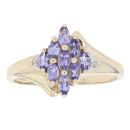 9ct Yellow Gold Tanzanite and 0.02ct Cluster Ring