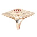 14ct Yellow Gold Cubic Zirconia And Red Gemstone Set Ring