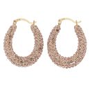 9ct Yellow Gold Champagne Crystal Hoop Earrings
