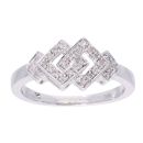 9ct White Gold 0.10ct Diamond Squares Ring