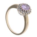 9ct Yellow Gold 0.15ct Diamond and Amethyst Cluster Ring