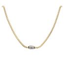 14ct Yellow Gold Monaco Cube Pave Lock Chain 28"
