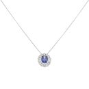 9ct White Gold Purple Gemstone and Cubic Zirconia Cluster Pendant and Chain 18"