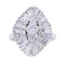 14ct White Gold 2.25ct Brilliant And Baguette Cut Diamond Cluster Ring