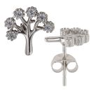 Silver Cubic Zirconia Tree Of Life Stud Earrings By Icesia