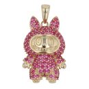 14ct Yellow Gold Pink Gemstone Bunny Pendant