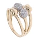 14ct Yellow Gold Cubic Zirconia Balls And Hearts Ring