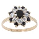 9ct Yellow Gold Sapphire And Cubic Zirconia Cluster Ring