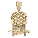 9ct Yellow Gold Cubic Zirconia Skull And Dagger Pendant