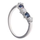 18ct White Gold Sapphire and 0.40ct Diamond Wishbone Ring