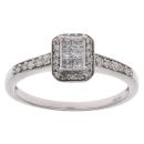 9ct White Gold 0.35ct Princess And Brilliant Cut Diamond Cluster Ring