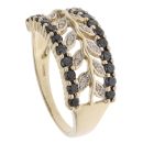 9ct Yellow Gold 0.65ct Colourless And Black Brilliant Cut Diamond Fancy Ring