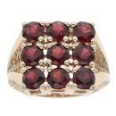 9ct Yellow Gold Garnet Cluster Ring