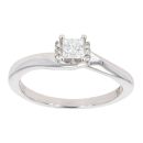 9ct White Gold 0.25ct Princess Cut Diamond Solitaire Ring