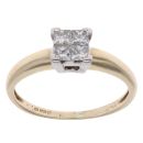 9ct Yellow Gold 0.35ct Princess Cut Diamond Cluster Ring