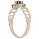 9ct Yellow Gold Blue Gemstone And Cubic Zirconia Cluster Ring