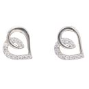 Silver Cubic Zirconia Heart Stud Earrings by Icesia