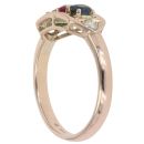 9ct Yellow Gold 0.10ct Diamond and Multi-Gemstone Ring