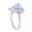 9ct White Gold Blue Topaz and Diamond Heart Ring