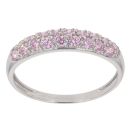 14ct White Gold Pink Cubic Zirconia Two Row Ring