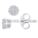 9ct White Gold Diamond Cluster Stud Earrings