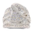 Silver Cubic Zirconia Saddle Ring By Icesia Gents