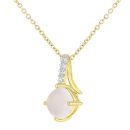 9ct Yellow Gold Opal Crossover Diamond Pendant Necklace