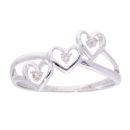 9ct White Gold Triple Heart Diamond Ring