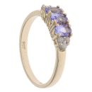 9ct Yellow Gold 0.10ct Diamond And Tanzanite Three Stone Ring