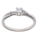 9ct White Gold 0.25ct Princess And Brilliant Cut Diamond Solitaire Ring