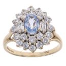 9ct Yellow Gold Tanzanite And Cubic Zirconia Cluster Ring