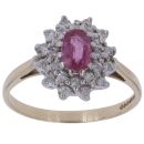 9ct Yellow Gold 0.25ct Diamond and Pink Sapphire Cluster Ring