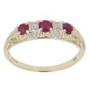 9ct Yellow Gold Ruby and 0.02ct Diamond Fancy Ring
