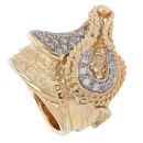 9ct Yellow Gold Cubic Zirconia Saddle Ring