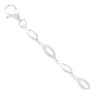 Silver Cubic Zirconia Marquise Bracelet 7.5" By Icesia
