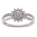 9ct White Gold 0.25ct Brilliant Cut Diamond Cluster Ring