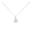 18ct White Gold 1.50ct Diamond Cluster Tear Drop Pendant and Chain 16"