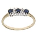 9ct Yellow Gold 0.04ct Diamond And Sapphire Ring