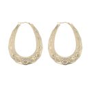 9ct Yellow Gold Large Patterned Creole Earrings
