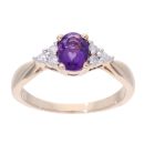 9ct Yellow Gold Created Amethyst And Diamond Stone Set Ring