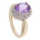 9ct Yellow Gold 0.15ct Diamond And Amethyst Cluster Ring
