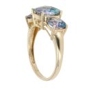 9ct Yellow Gold Blue Topaz Three Stone Dress Ring